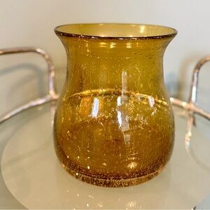 Amber Bubble Glass Vase Small Hand Blown Art Glass Bud Vase Honey Gold Vintage